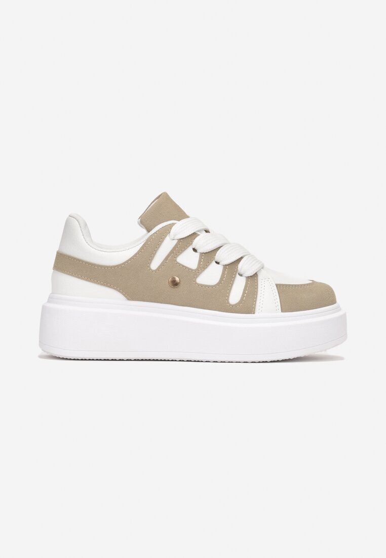  Sneakers Bej închis cu platformă cu șireturi late Aklilu