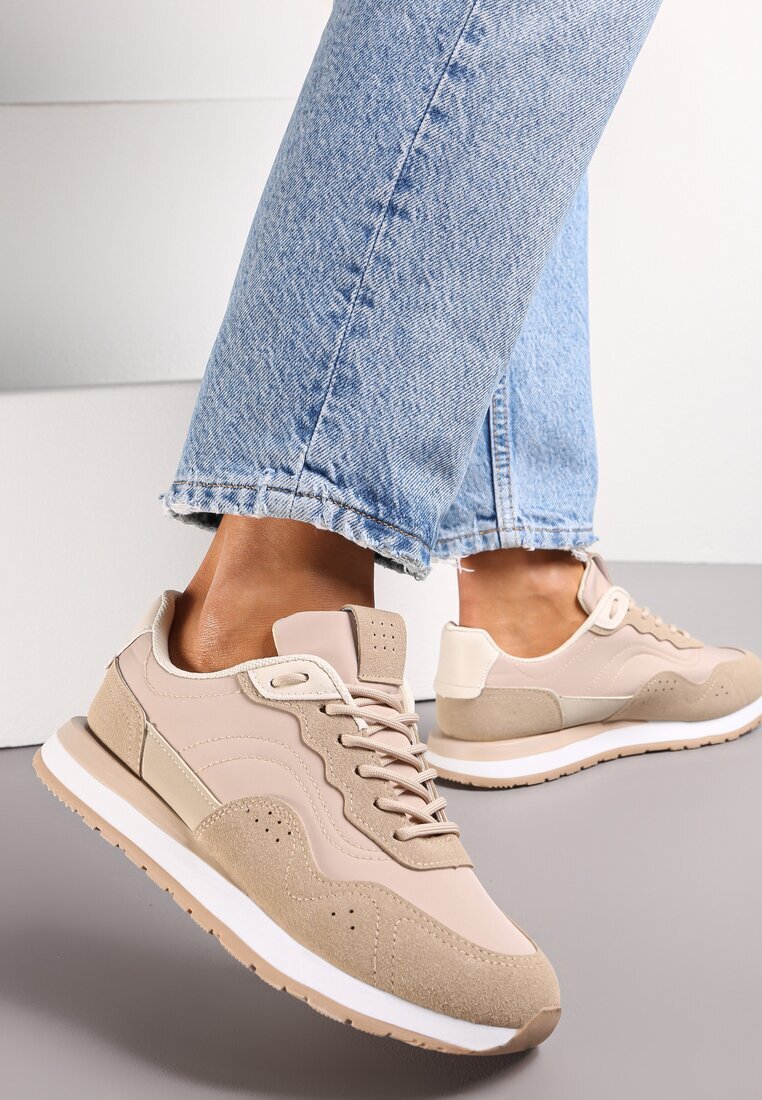  Sneakers Bej închis Decorați cu inserții de piele ecologică Fayela
