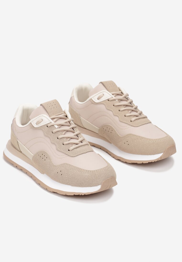  Sneakers Bej închis Decorați cu inserții de piele ecologică Fayela
