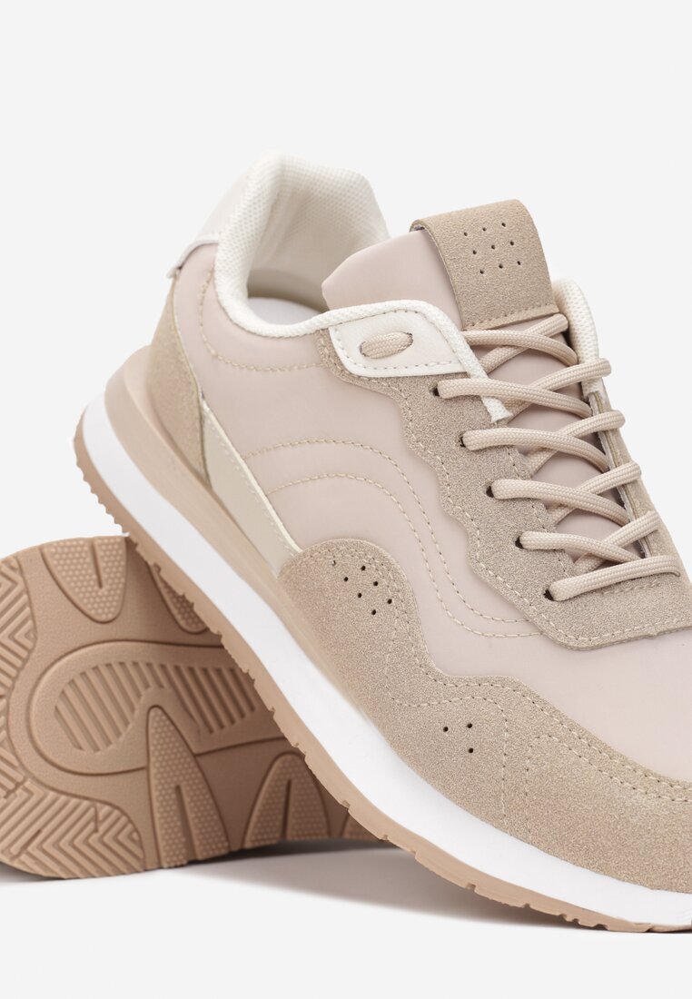  Sneakers Bej închis Decorați cu inserții de piele ecologică Fayela