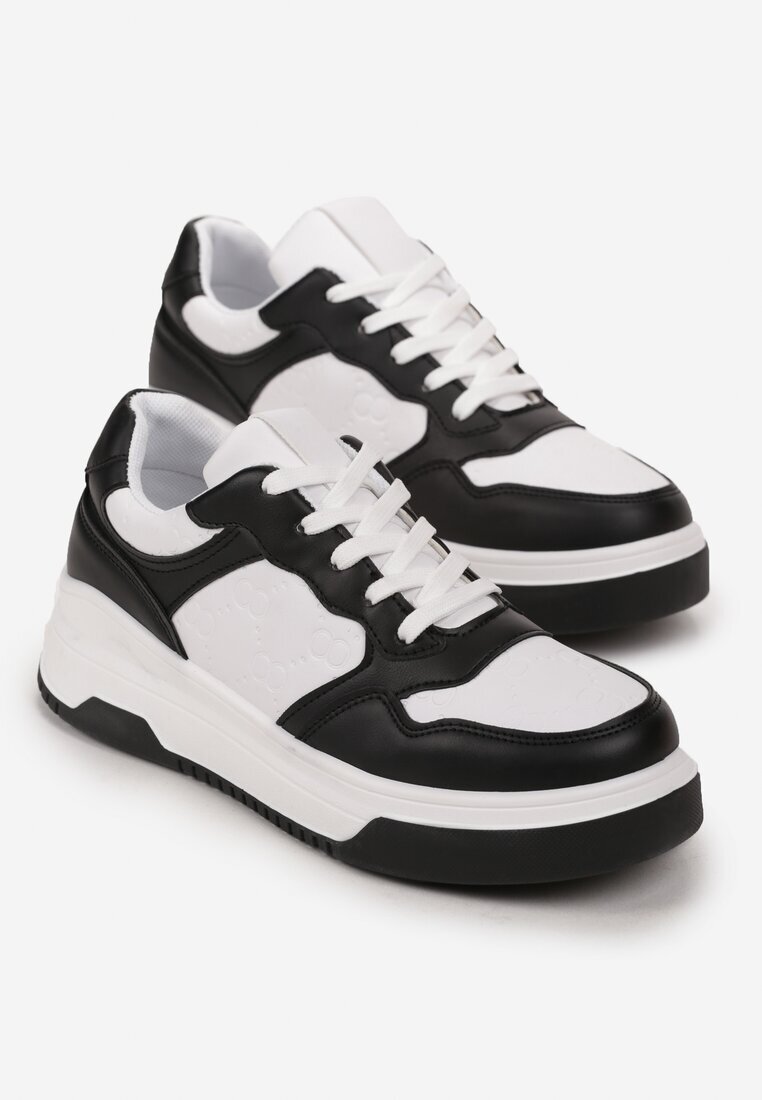 Sneakers Negri-Albi Cu șireturi Cu talpă groasă Ainne