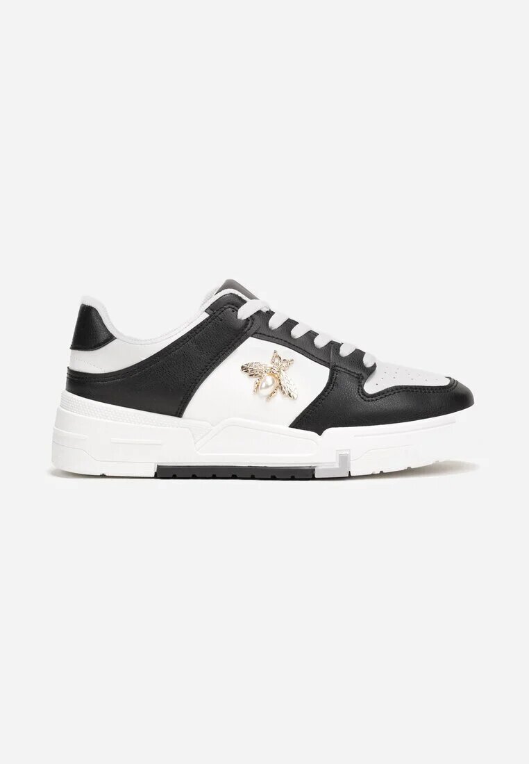  Sneakers Negri cu Broșă cu Perlă în formă de Insectă Zuriana