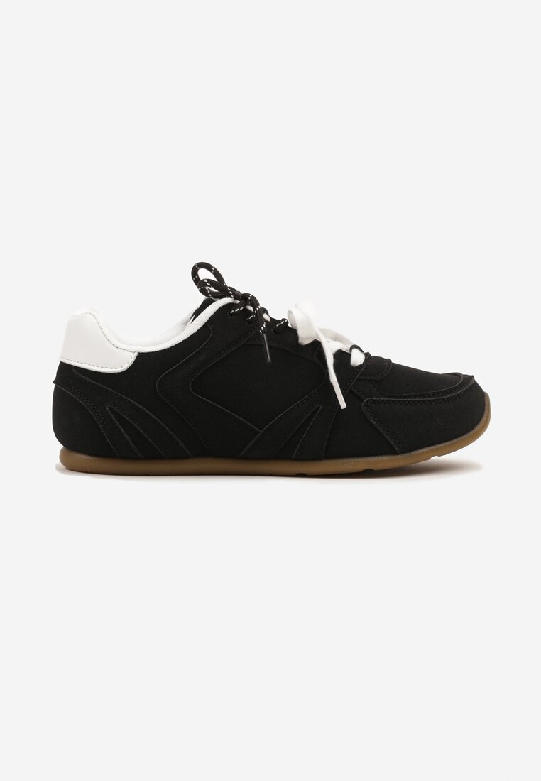  Sneakers Negri Decorați cu Cusături și Șiret Dublu Telisaria