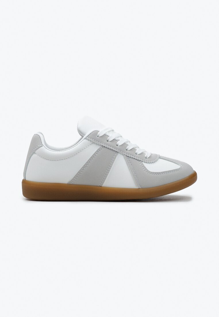  Sneakers Tenisi Gri-Albe cu Cusături Decorative Sumina
