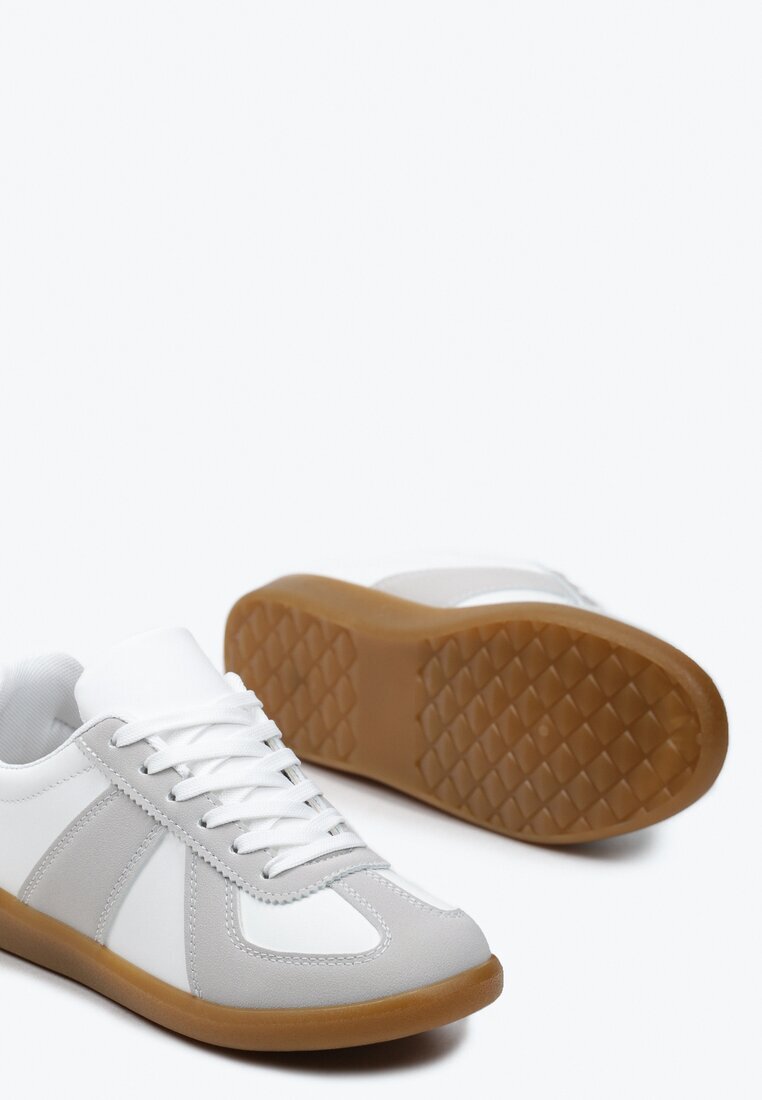  Sneakers Tenisi Gri-Albe cu Cusături Decorative Sumina