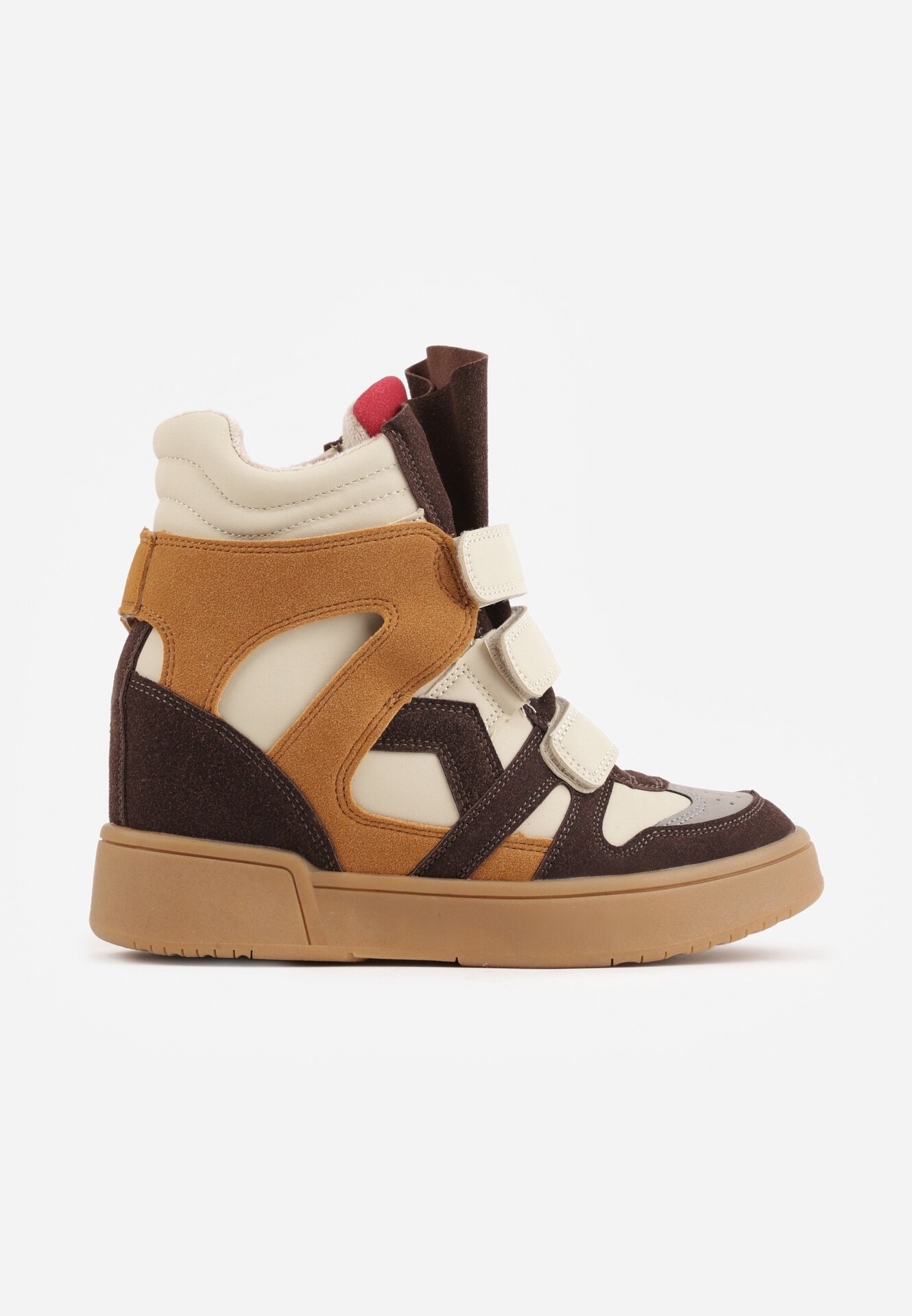  Sneakers Y2K pe platformă cu căptușeală și benzi cu scai Aitia Bej