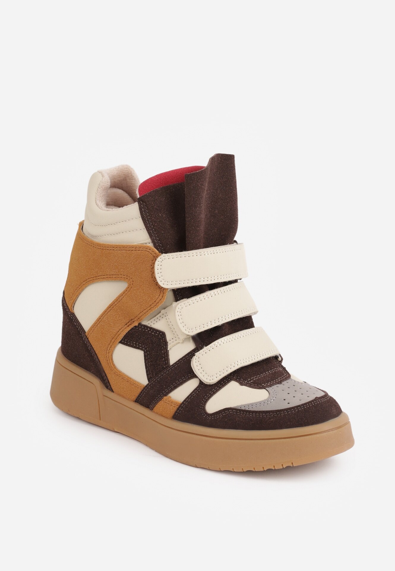  Sneakers Y2K pe platformă cu căptușeală și benzi cu scai Aitia Bej