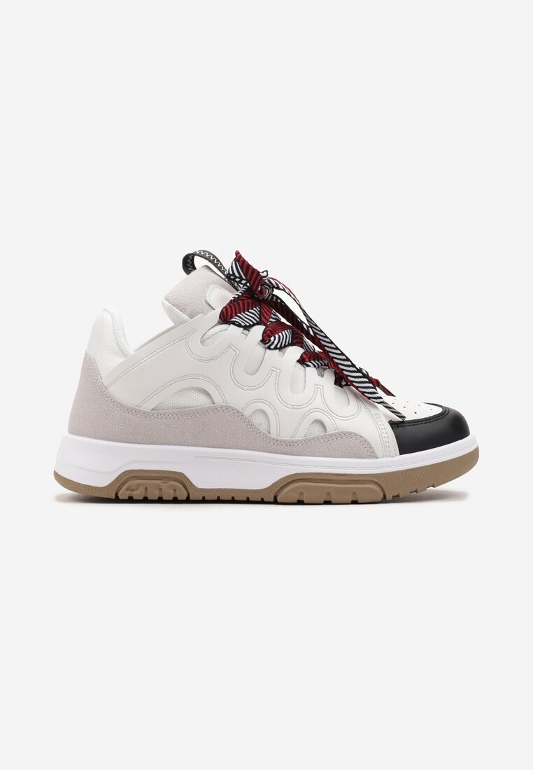  Sneakerși Alb-Negru Decorați cu sclipici cu șireturi originale Patricie