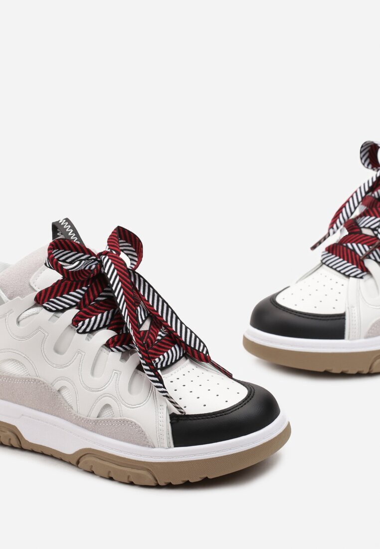  Sneakerși Alb-Negru Decorați cu sclipici cu șireturi originale Patricie