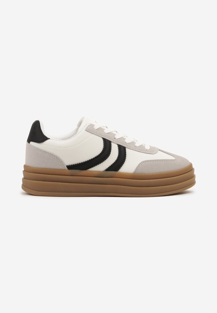  Sneakerși Albi Tip Tenisi Iconici cu Talpă Groasă cu Relief Lisanitea