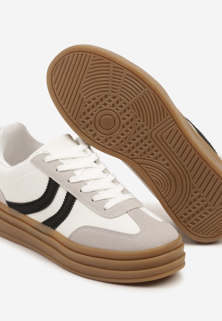  Sneakerși Albi Tip Tenisi Iconici cu Talpă Groasă cu Relief Lisanitea