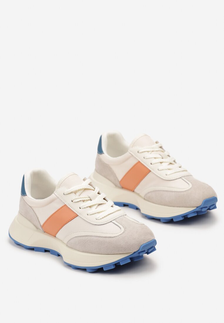  Sneakersi Portocalii din Piele Naturală Decorați cu Inserții din Ecosemis Xanthipe