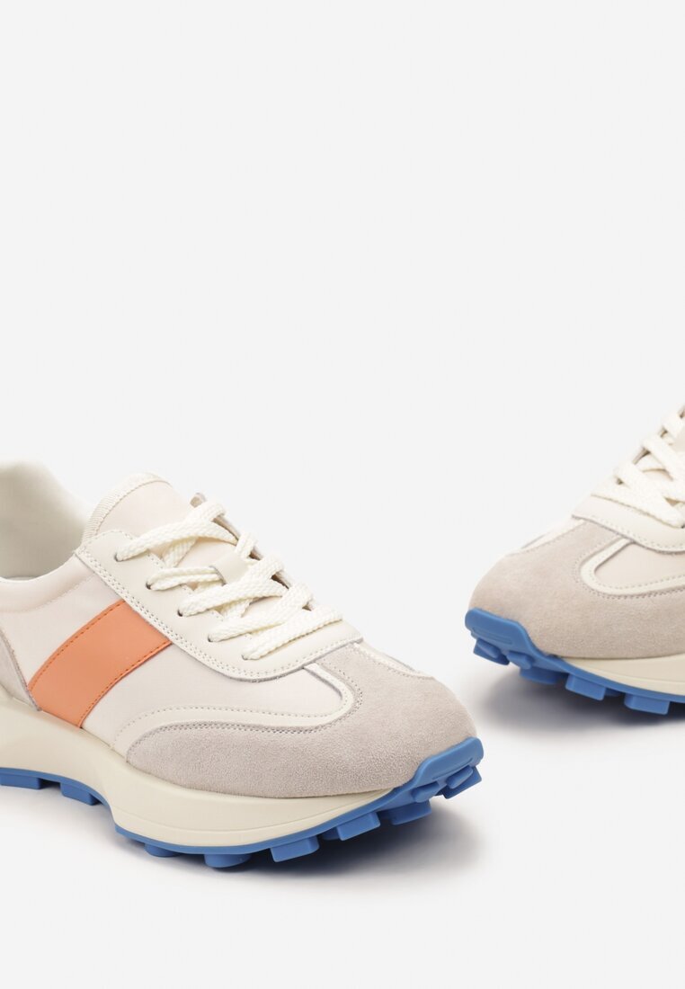 Sneakersi Portocalii din Piele Naturală Decorați cu Inserții din Ecosemis Xanthipe