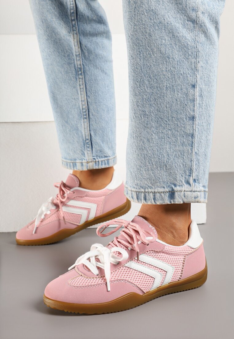  Sneakerși Roz stil teniși Decorați cu model geometric Teloriella