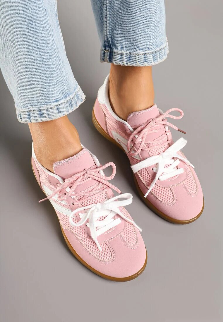  Sneakerși Roz stil teniși Decorați cu model geometric Teloriella
