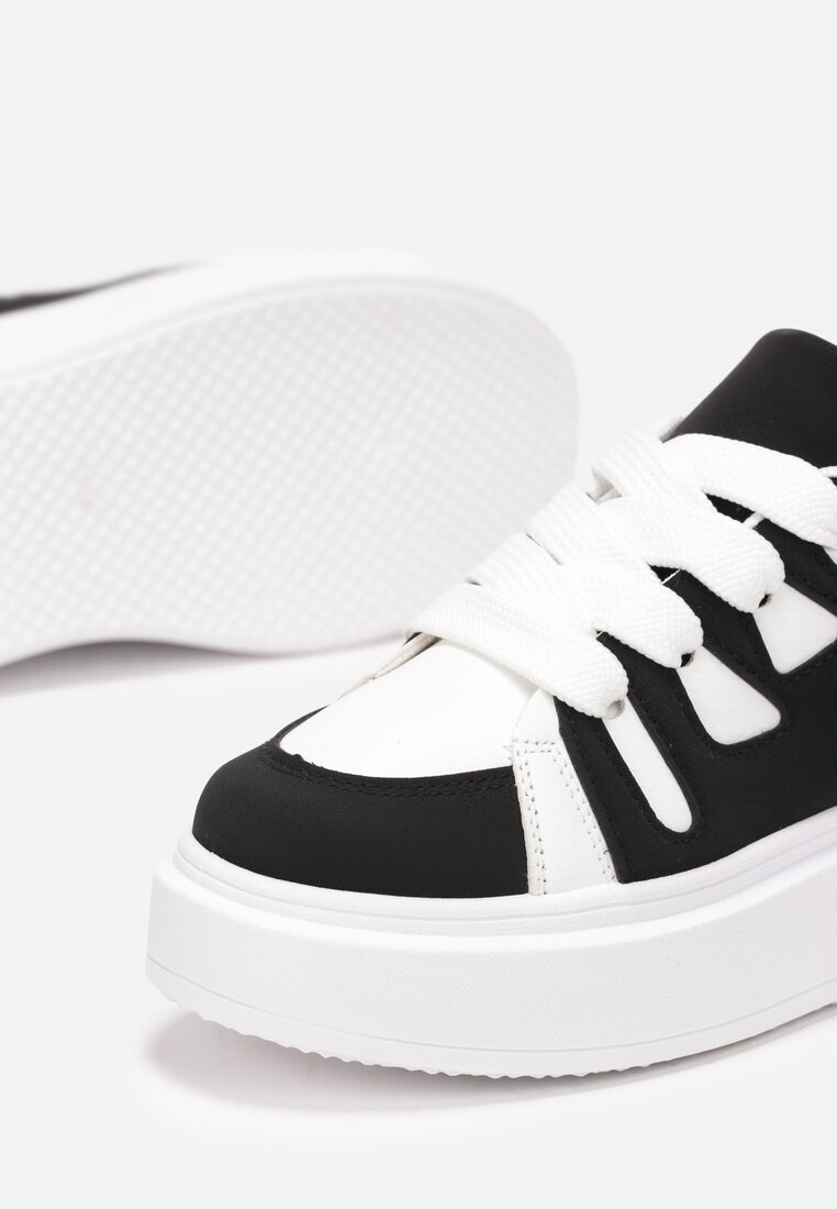  Sneakersy Alb-Negru cu Talpă Groasă Joase Alisis