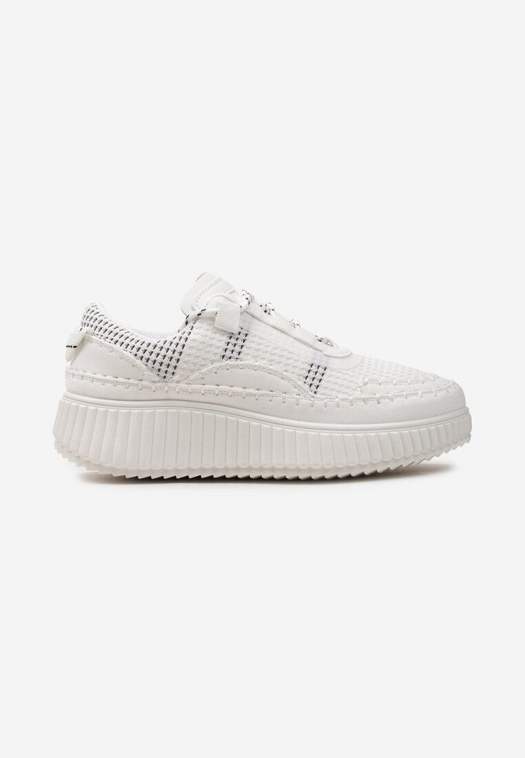  Sneakersy Albe Casual cu Șireturi pe Talpă Groasă Modelată Aniata