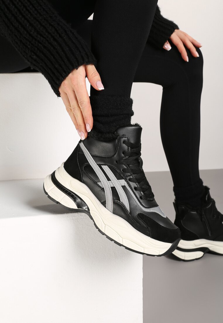  Sneakersy Negre peste gleznă cu talpă groasă Luntris