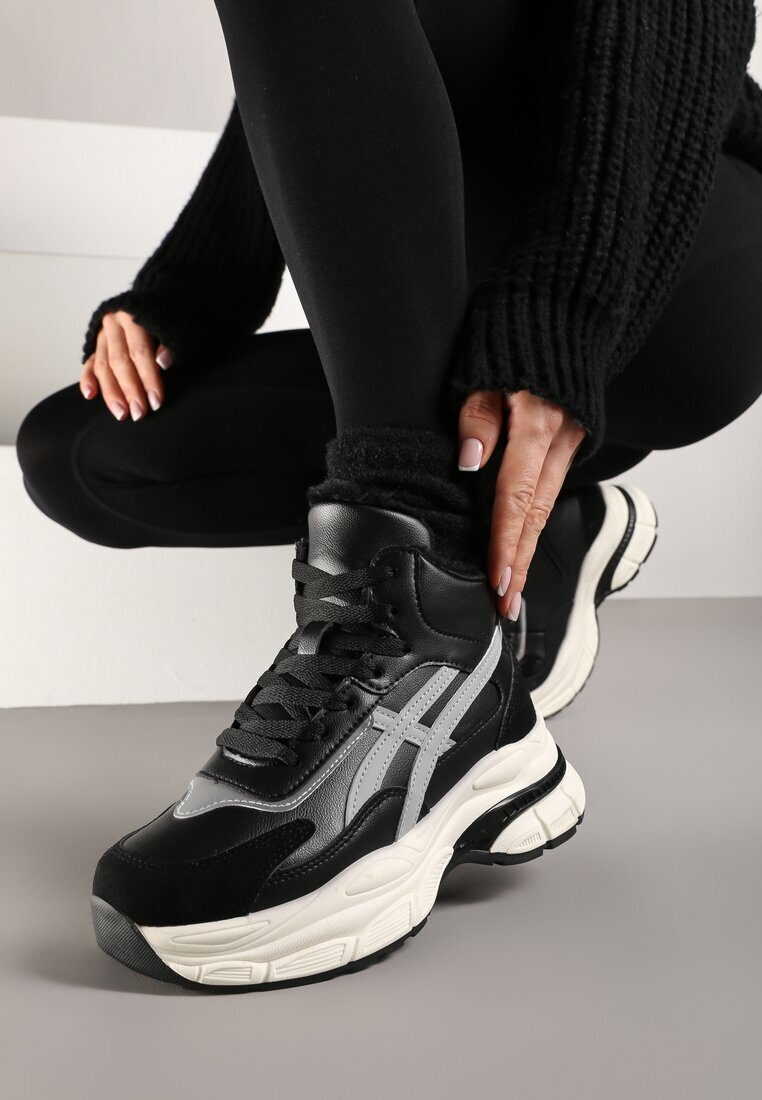  Sneakersy Negre peste gleznă cu talpă groasă Luntris