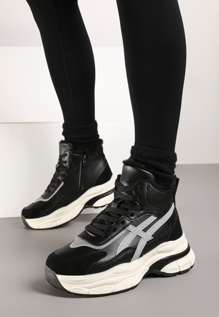  Sneakersy Negre peste gleznă cu talpă groasă Luntris