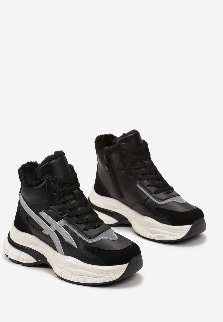  Sneakersy Negre peste gleznă cu talpă groasă Luntris