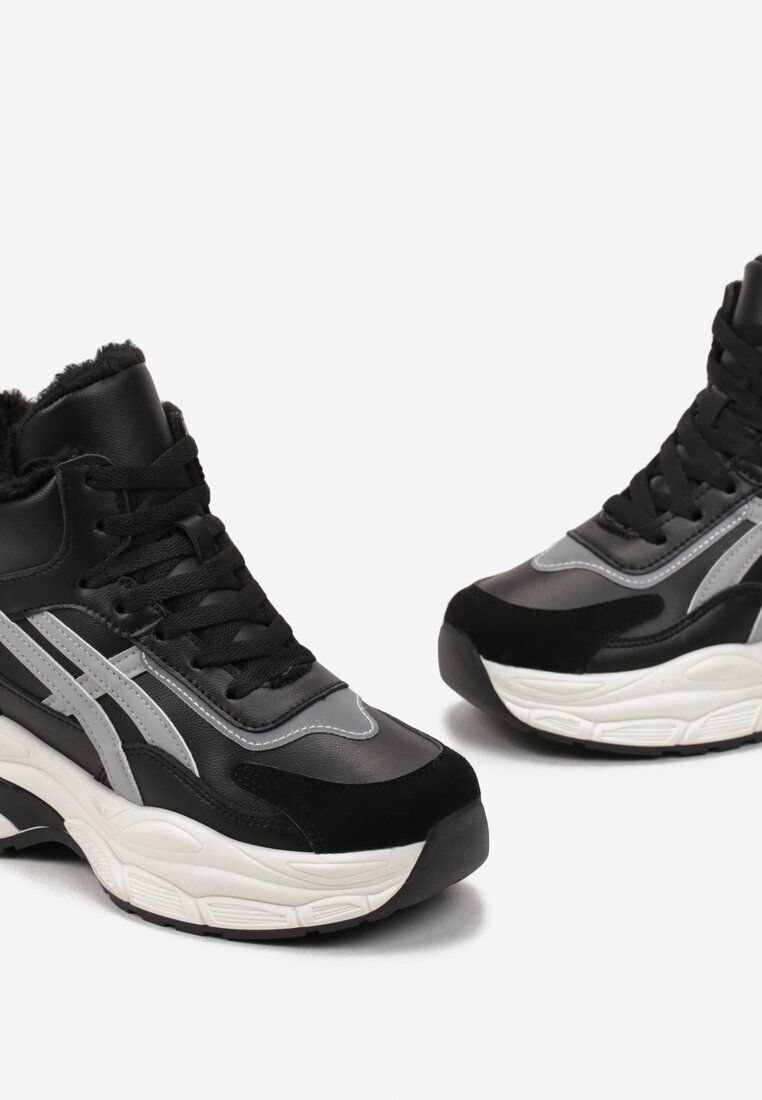  Sneakersy Negre peste gleznă cu talpă groasă Luntris