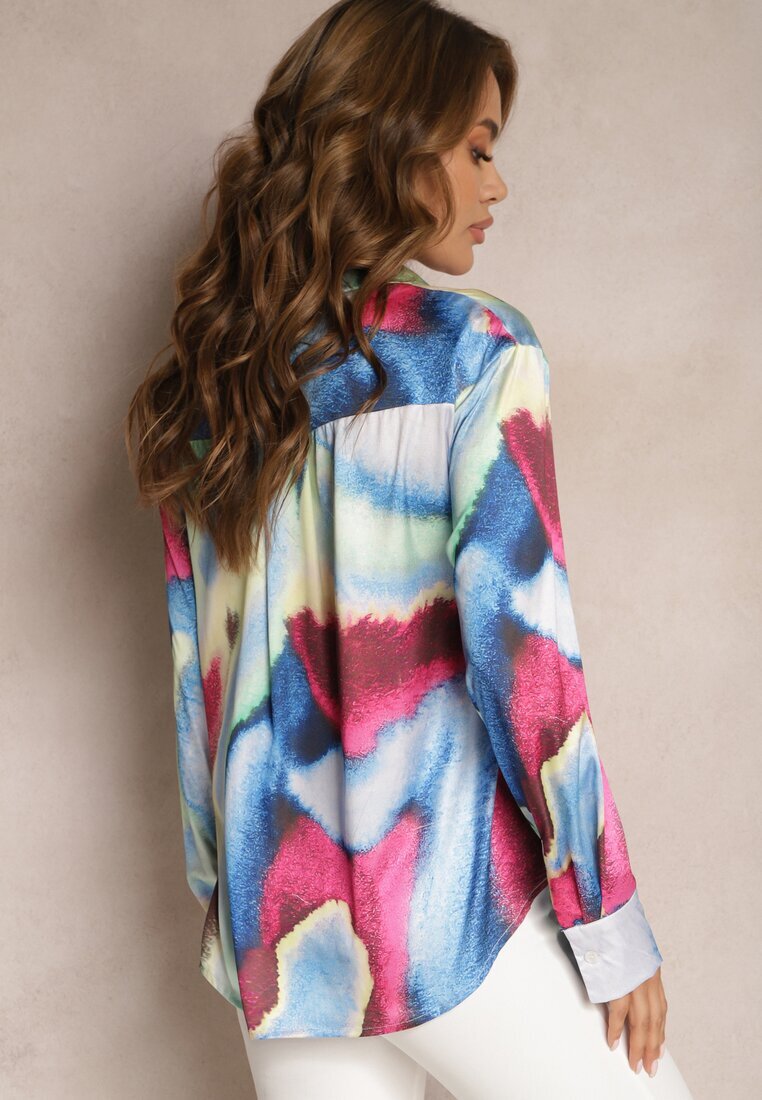 sophyline Cămașă Albastru-Roz Decorată Cu Model Colorat Tie-Dye Vatrie
