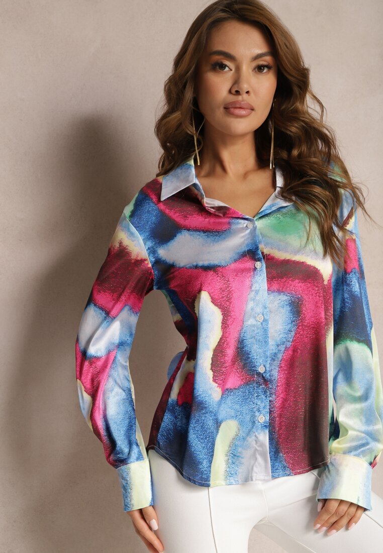 sophyline Cămașă Albastru-Roz Decorată Cu Model Colorat Tie-Dye Vatrie