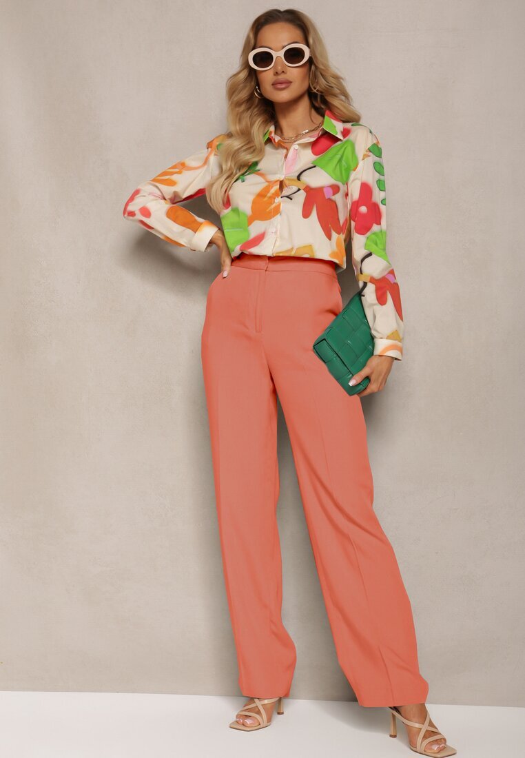 sophyline Cămașă Bej-Verde de bumbac cu Model Abstract Bellanight