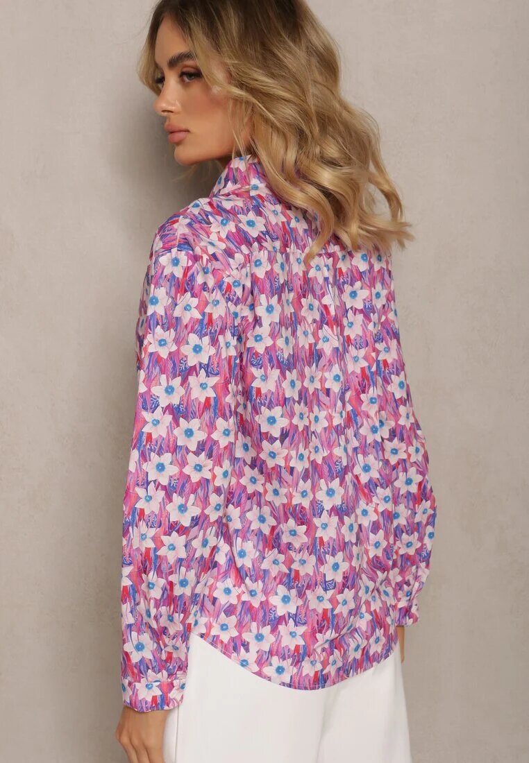 sophyline Cămașă Fucsia din Bumbac cu Imprimeu Floral și Mânecă Lungă Ritapeva