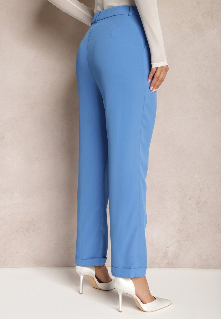sophyline Pantaloni Albastri Clasici High Waist Cu Fermoar Xalona