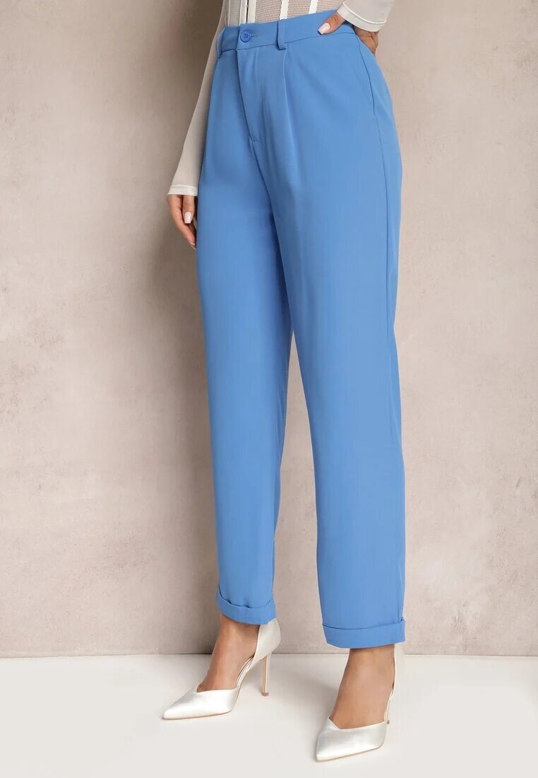 sophyline Pantaloni Albastri Clasici High Waist Cu Fermoar Xalona