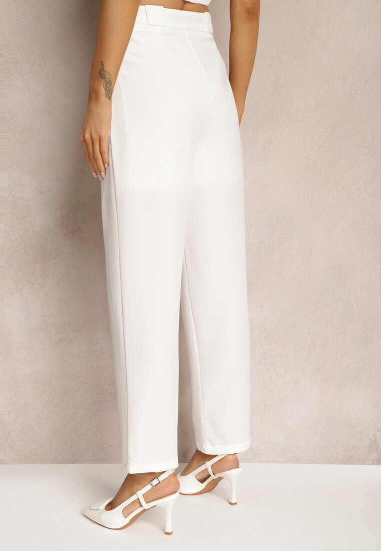 sophyline Pantaloni Albi Eleganti cu fermoar Andantino