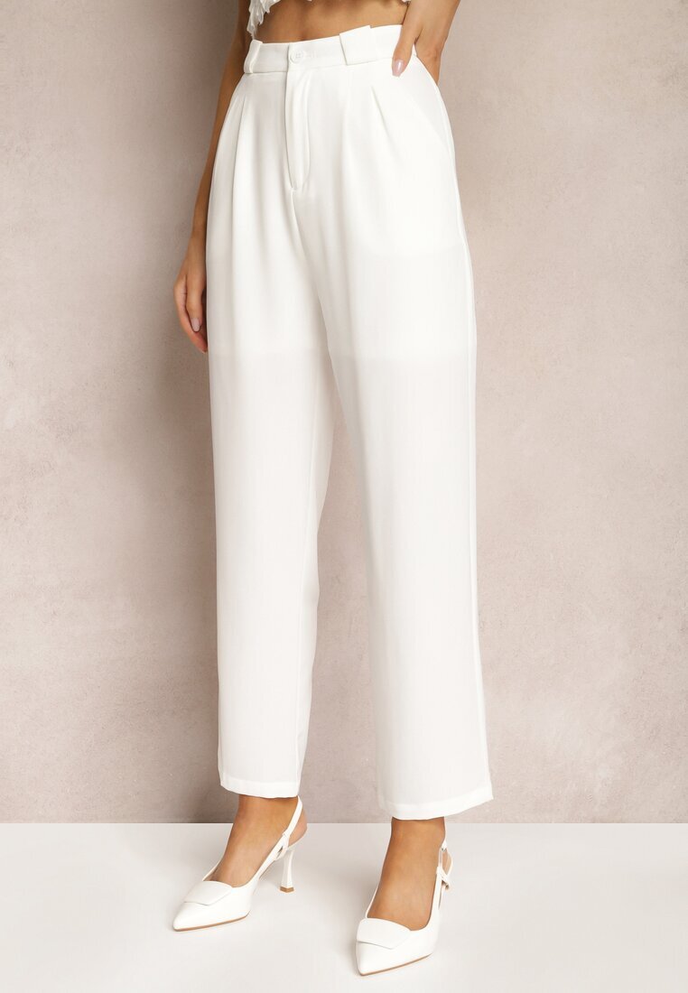 sophyline Pantaloni Albi Eleganti cu fermoar Andantino