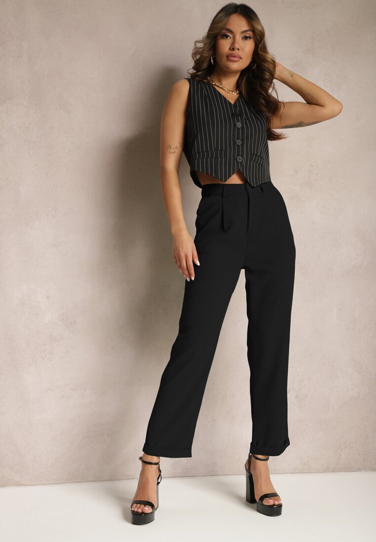 sophyline Pantaloni Negri Clasici High Waist Cu fermoar Xalona