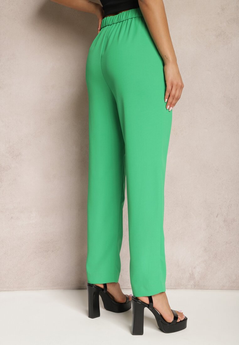 sophyline Pantaloni Verzi High Waist cu elastic în talie și craci drepți Brenissa