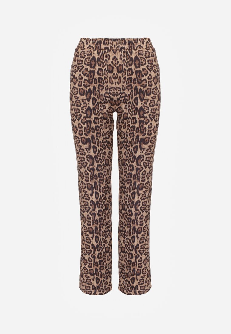 sophyline paris Pantaloni bej cu croială dreaptă cu imprimeu leopard Enalora