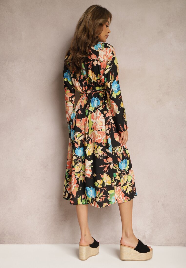 sophyline Rochie Negru-Roz Tip Plic cu Imprimeu Floral Aleratoa