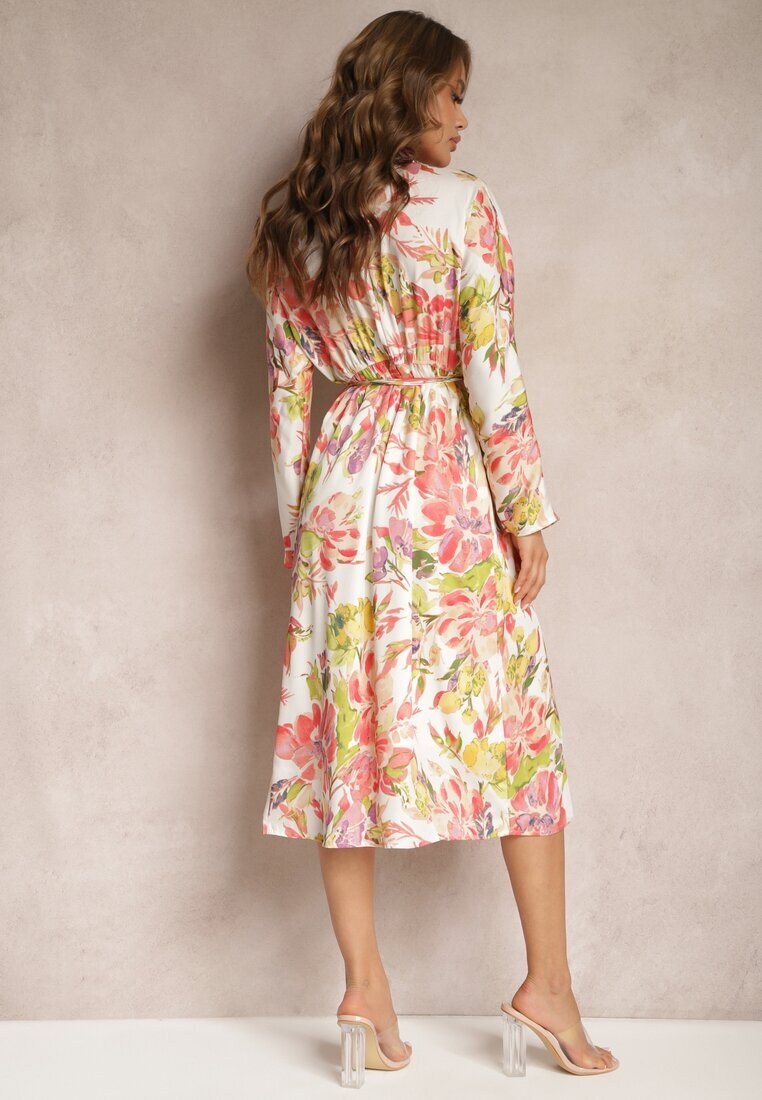 sophyline Rochie Tip plic Alb-Roz cu Imprimeu Floral Aleratoa