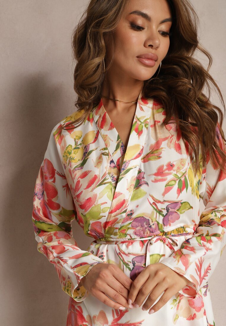sophyline Rochie Tip plic Alb-Roz cu Imprimeu Floral Aleratoa