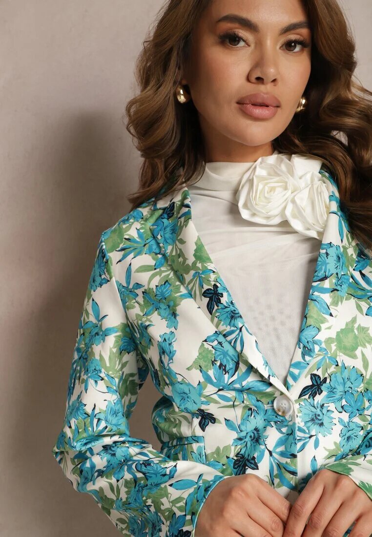 sophyline Sacou la un rând floral Albastru-Alb Wastaria
