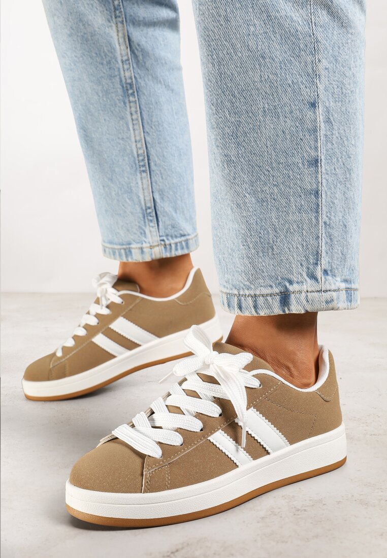 sport Sneakers Bej închis Decorați cu Motiv de Dungi Flortewi