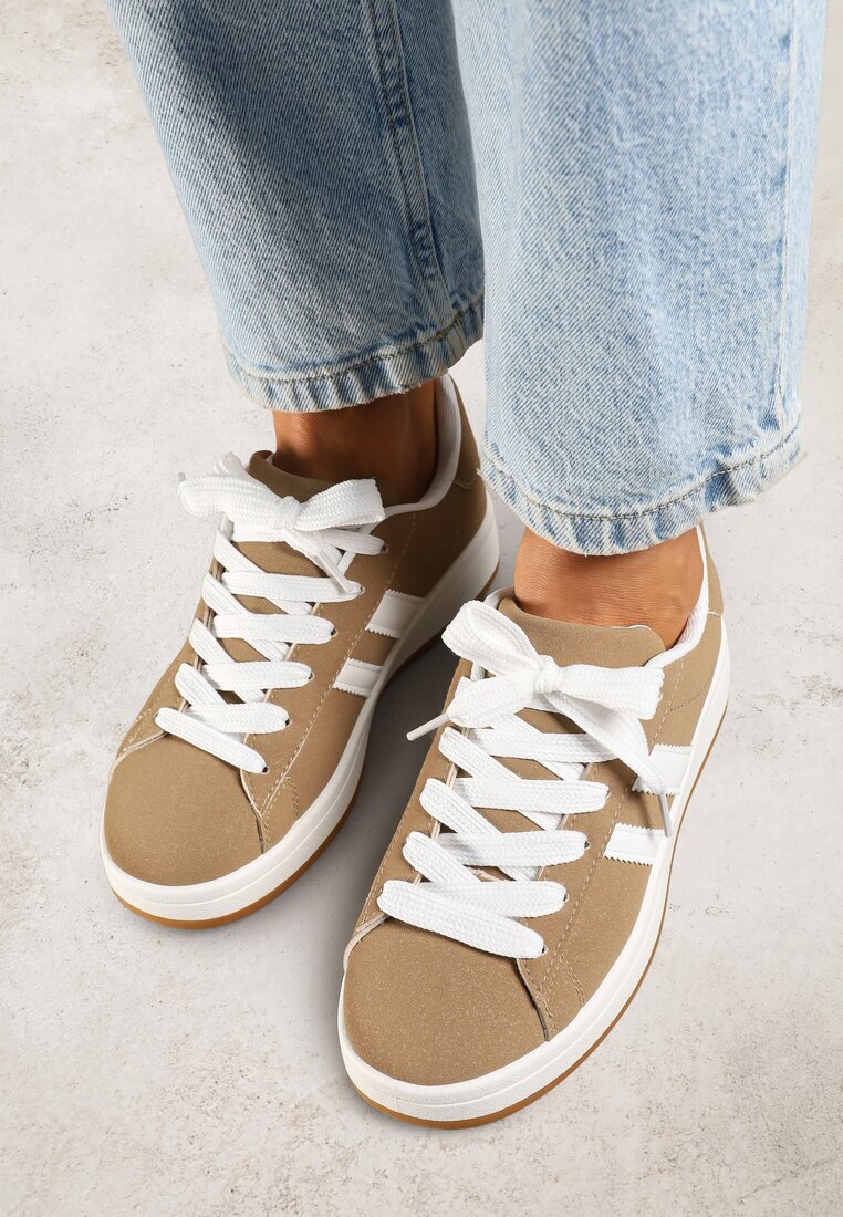 sport Sneakers Bej închis Decorați cu Motiv de Dungi Flortewi