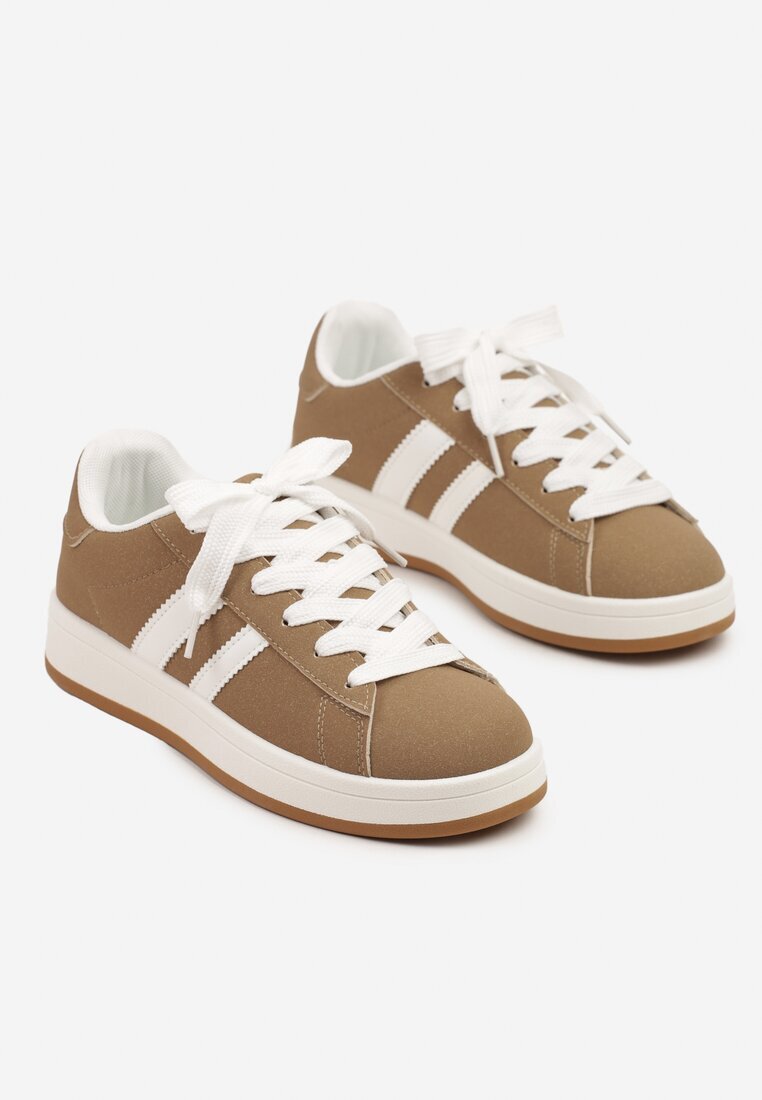 sport Sneakers Bej închis Decorați cu Motiv de Dungi Flortewi