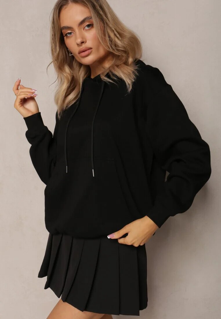 studio eleven Bluză Neagră stil hanorac clasic cu glugă Lunamoon