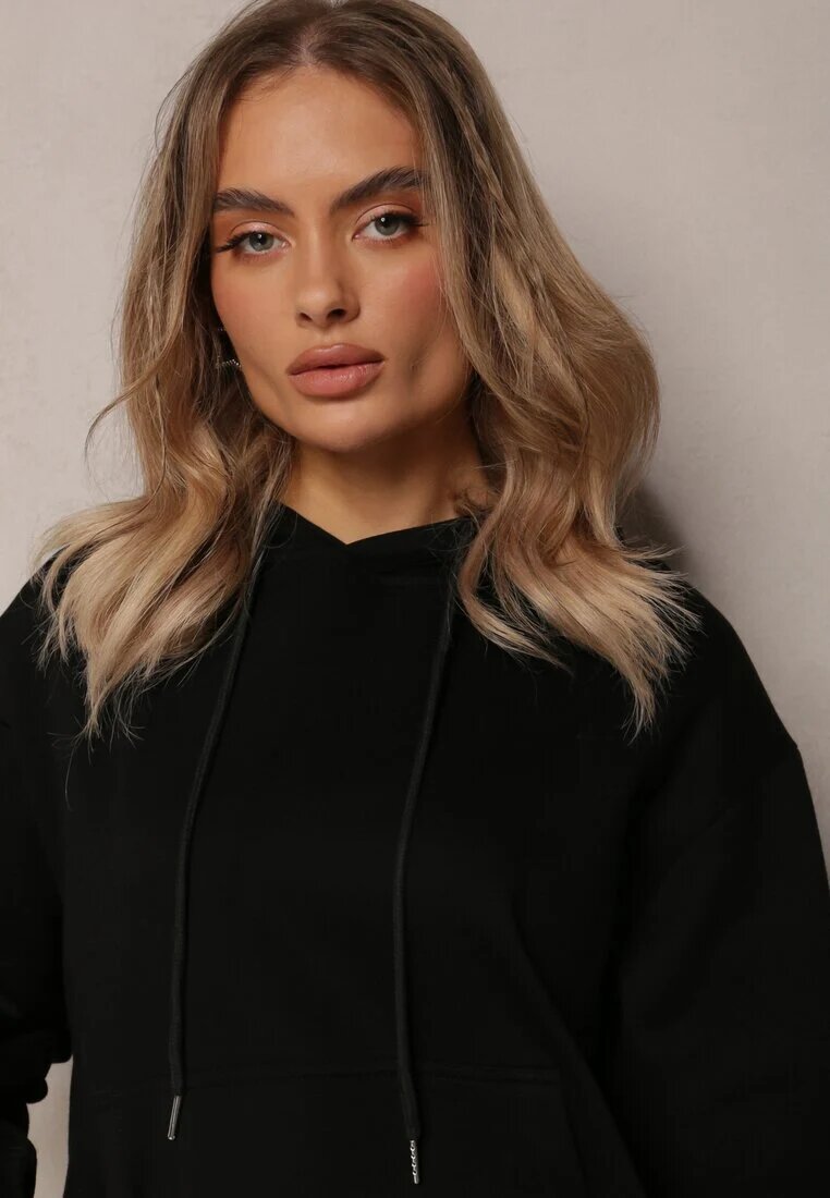 studio eleven Bluză Neagră stil hanorac clasic cu glugă Lunamoon