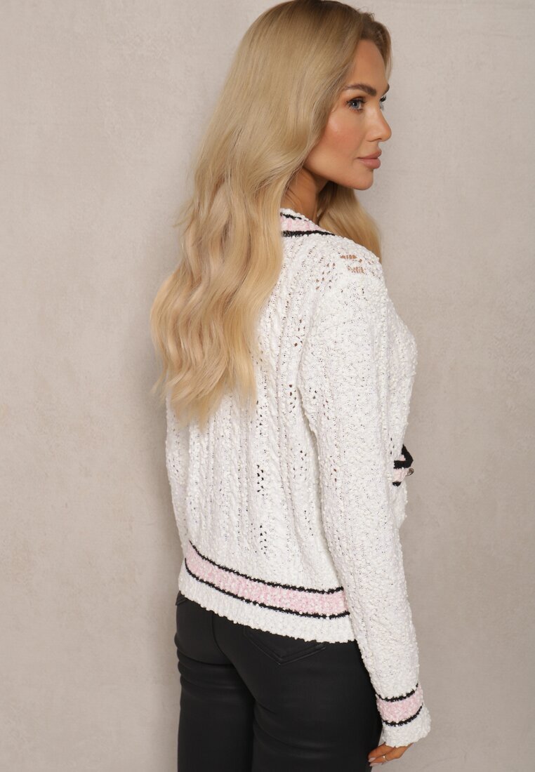 studio eleven Cardigan Bej cu viscoză cu nasturi cu dungi Liathalie