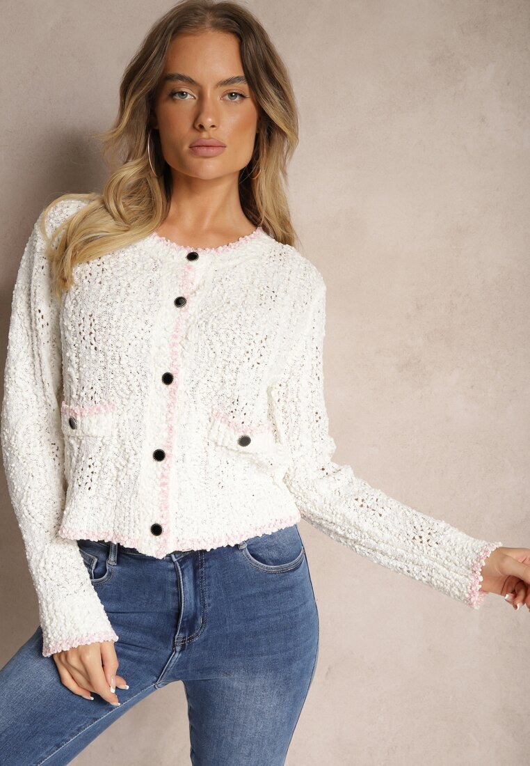 studio eleven Cardigan Bej Deschis din Viscoză și Imitație de Buzunare Lialisa