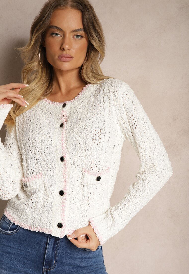 studio eleven Cardigan Bej Deschis din Viscoză și Imitație de Buzunare Lialisa