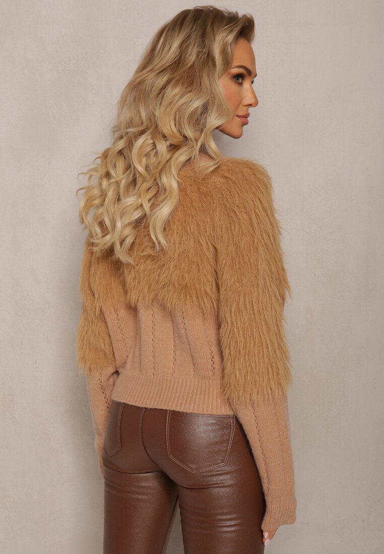 studio eleven Cardigan Maro cu tricot pufos la decolteu și mâneci Saccina